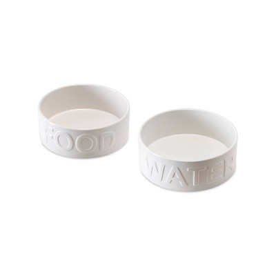 Park Life Designs 3c Classic Water and Food Dog Bowl - White