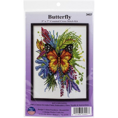 Design Works Counted Cross Stitch Kit 5"X7"-Butterfly