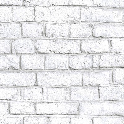 RoomMates White Brick White Peel and Stick Wallpaper: Vinyl Self-Adhesive, Industrial Style, Classic Brick Pattern