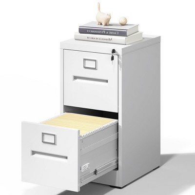 Munora - 2-Drawer Vertical File Cabinet with Lock - Heavy Duty for A4/Letter/Legal Files - White