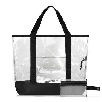 Dalix 20" Large Clear Tote Bag with Small Pouch in Clear