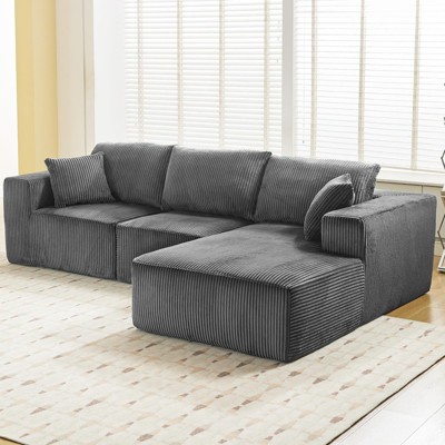 Cloud Couch Modular Sectional Sofa with Chaise, Deep Seat Sleeper Sofa with Washable Cushions, Corduroy Upholstery