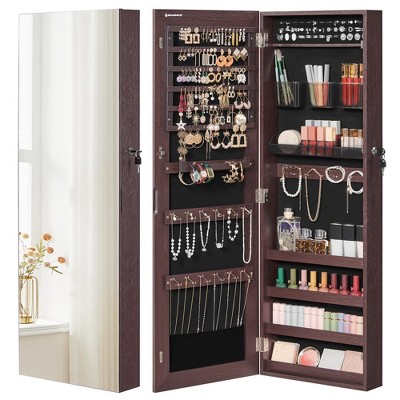 SONGMICS Jewelry Cabinet Storage Wall-Mounted Jewelry Organizer Armoire Full-Length Mirror