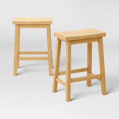 Set of 2 24" Solid Wood Backless Saddle Counter Height Barstools - Room Essentials™