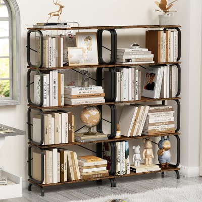 5 Tier 63"H Large Book Shelf with Metal Frame, Home Office Open Bookshelf