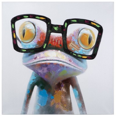 Hipster Froggy Unframed Wall Art - Yosemite Home Decor: Fashionista Frog, Acrylic, Textured Canvas, Modern Decor