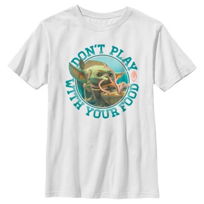 Boy's Star Wars The Mandalorian The Child Playing With Food T-Shirt