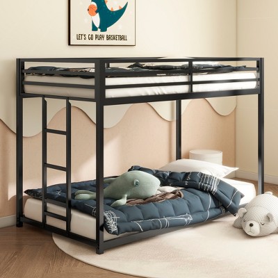 Lirago Sturdy Twin over Twin Kids Beds Metal Bunk Bed for Kids and Adults  with Ladder and Guardrails Easy Assembly No Box Spring Needed Black