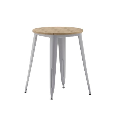 Flash Furniture Declan Commercial Grade Indoor/Outdoor Dining Table, 23.75" Round All Weather Poly Resin Top with Steel Base