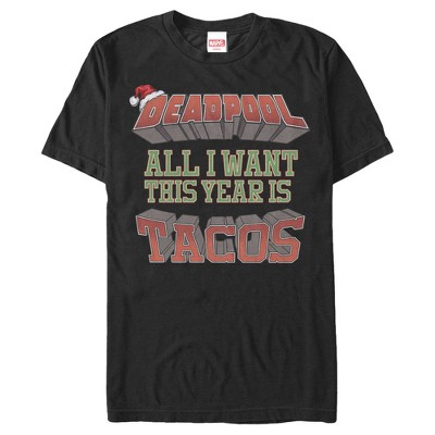 Men's Marvel Christmas Deadpool Wants Tacos T-Shirt