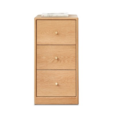 TiramisuBest Nightstand 4/3-Drawer Solid Oak Storage Cabinet Freestanding Corner Modern Minimalist Bedroom Living Room Decor