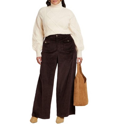 ELOQUII Petite Corduroy Patch Pocket Pant
