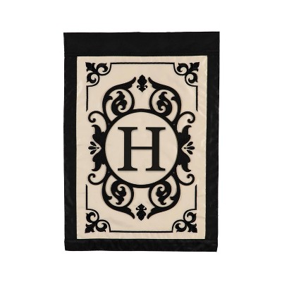 Evergreen Flag Cambridge Chic Letter H Monogram Applique Garden Flag - 12.5" Wide x 18" High
