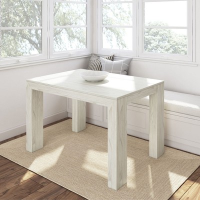 Plank+Beam 48" Modern Dining Table for 4, Solid Wood Rectangular Dining Table for Kitchen/Dining Room, White Sand Wirebrush