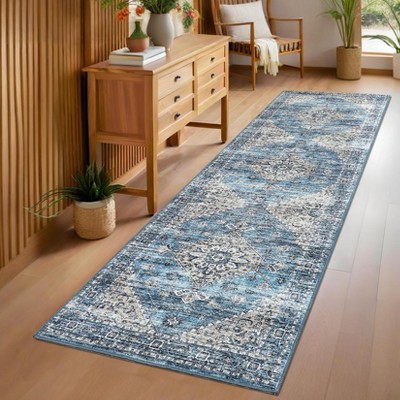 Indoor Vintage Area Rugs For Living Room Retro Low Pile Non Slip Distressed Rug For Bedroom Washable Lightweight Soft Foldable Carpet Home Decor