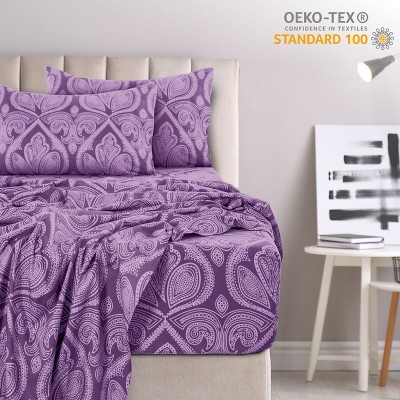 4 Piece Bed Sheets Printed Microfiber Sheet Set Ultra Soft, Easy Care Paisley Printed Sheets - Lux Decor Collection