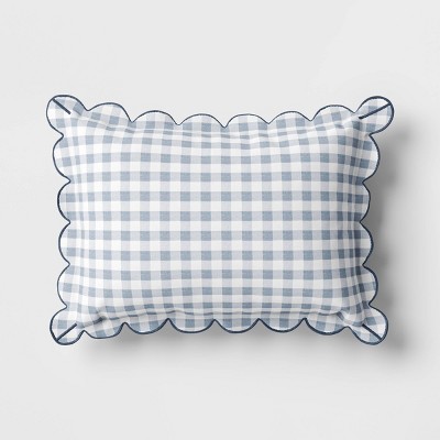 14"x20" Gingham Scalloped Edge Outdoor Lumbar Pillow - Threshold™ designed with Studio McGee