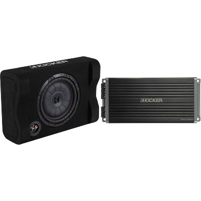 Kicker 48CVTDF102 CVTDF 10" Sub Down Firing enclosure w/ 500 Watt Key Amp Bundle