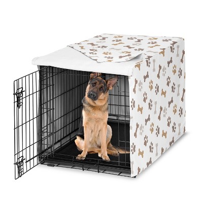 Sweet Jojo Designs Dog Crate Kennel Cover 48in. Paw and Bone Brown Grey and Taupe