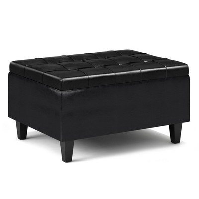 PAGED Small Coffee Table Storage Ottoman Transitional Design Foot Stool with Stitched Detail and Nailhead Trim for Bedroom, Living Room