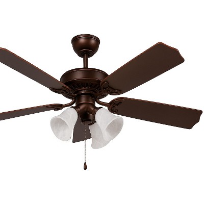 Luminance Heritage Home Oil Rubbed Bronze 52" Ceiling Fan  3x Turtle Light Kit (White Alabaster Marble Glass)