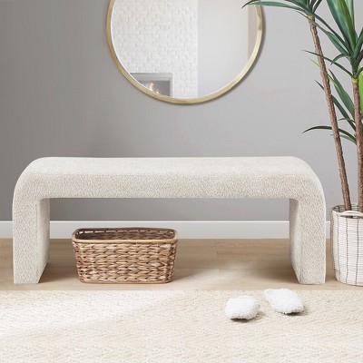 Boucle Waterfall Bench Cream 52inW