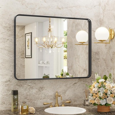 NicBex Bathroom Mirror with Aluminum Alloy Frame,4mmm Tempered Glass Wall Mounted Mirror,Chic Vanity Mirror for Bedroom&Living Room