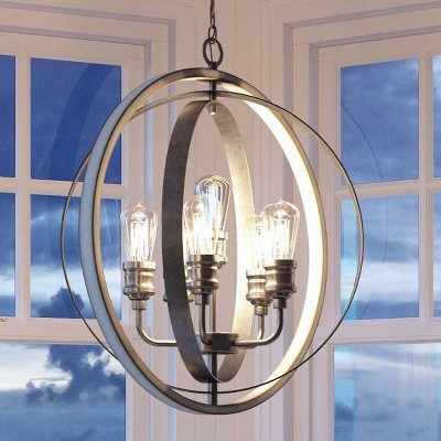 Urban Ambiance Luxury Vintage Chandelier,  30-3/4"H x 28"W,  Galvanized Steel Finish, UHP2211