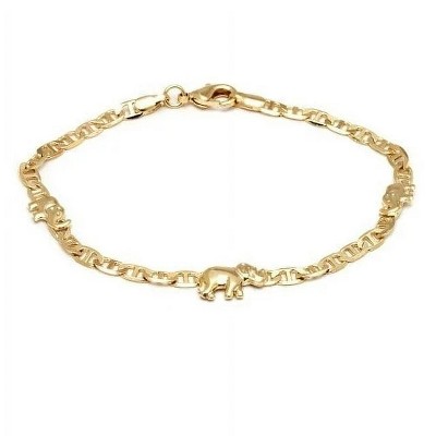 RMZ GOLD NYC 18K Go ld Mariner link elephant Bracelet 8'' Womens Teens