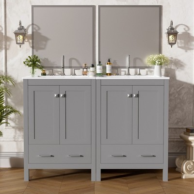 Whisen 30 in. Bathroom Storage Cabinet Bathroom Vanity with 2 Soft Closing Doors and Drawer, Powerful Storage Function