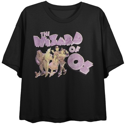The Wizard of Oz Vintage-Inspired Character Art Women's Black Crop Tee