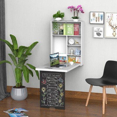 NicBex Home Office Desk 37" L Morden Wall-Mounted Desk with Open Storage Shelves Foldable Design Writing Desk for Office, Study, Living Room