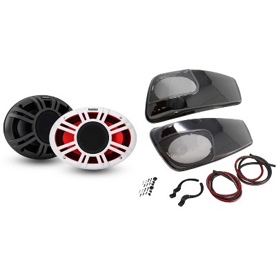 Kicker 48KMXL69 6x9" KMXL Horn-Loaded Coaxial Speakers & Bag Lids, Pair, ( Painted Vivid Black ) Compatible With 2014-Up Harley Davidson
