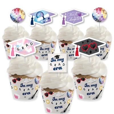 Big Dot of Happiness In My Grad Era - Cupcake Decoration - Graduation Party Cupcake Wrappers and Treat Picks Kit - Set of 24