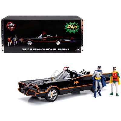 Classic TV Series Batmobile w/Working Lights, Diecast Batman & Robin Figures "80 Years of Batman" 1/18 Diecast by Jada