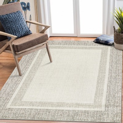 Washable Modern Border Rug Low Pile Soft Area Rugs for Living Room Bedroom Farmhouse Rug