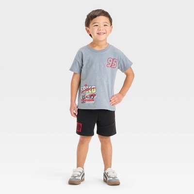 Toddler Boys' 2pc Disney Pixar Cars Lightning McQueen T-Shirt & Shorts Set - Gray