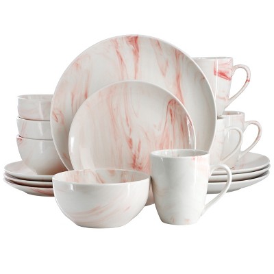 Elama Fine Marble 16 Piece Porcelain Dinnerware Set