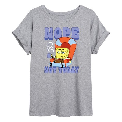 Women's - SpongeBob SquarePants - Not Today Spongebob Oversized Graphic T-Shirt