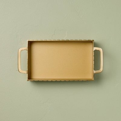 Modern Fluted Metal Decor Tray Brass Finish - Hearth & Hand™ with Magnolia