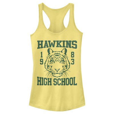 Juniors Womens Stranger Things Hawkins High School Tiger 1983 Racerback Tank Top