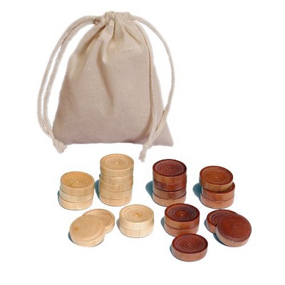 WE Games Wood Backgammon Pieces with Cloth Pouch