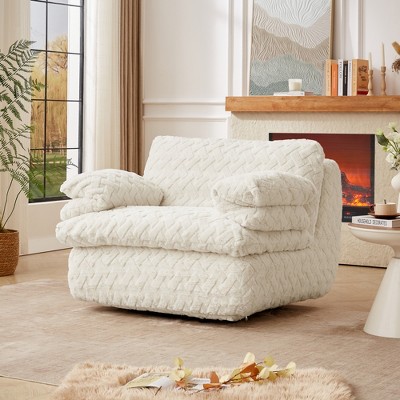 Fabric Ergonomic Full Compression Sofa Chair with High-Density Memory Foam, 360° Swivel and Soft Durable Fabric
