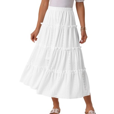 INSPIRE CHIC Women's High Waist A Line Boho Midi Skirt