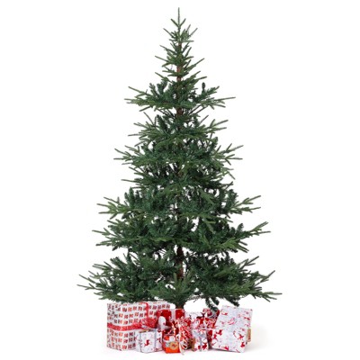 6ft Aspen Fir Artificial Christmas Tree, with 300 Warm White Lights & 678 Branch Tips, PE & PVC Blend Hinged Xmas Tree, Christmas Holiday Decor