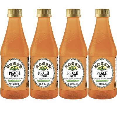 Rose’s Peach Syrup 4 Pack 12 OZ Bottle, | Perfect for Cocktails, Beverages, and Mixers