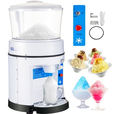 VEVOR 110V Commercial Ice Shaver Crusher 1100LBS/H with 17.6 LBS Hopper, 350W Tabletop Electric Snow Cone Maker 320 RPM Rotate Speed, White