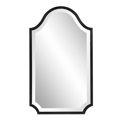 Howard Elliott Brushed Black Stainless Steel Framed Shield Mirror: Arched Top, Wall Mount, Modern Decor