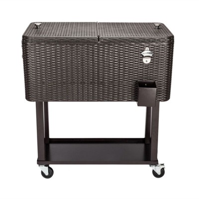 Karl Home 80 QT Brown Patio Cooler Cart
