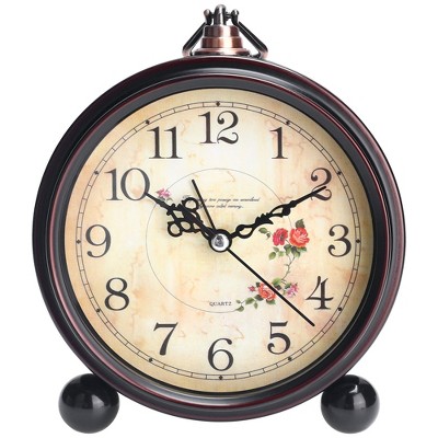 REGALWOVEN Metal Battery Powered Silent Vintage Desk Clock 5.9 x 5.1 x 2 Inches